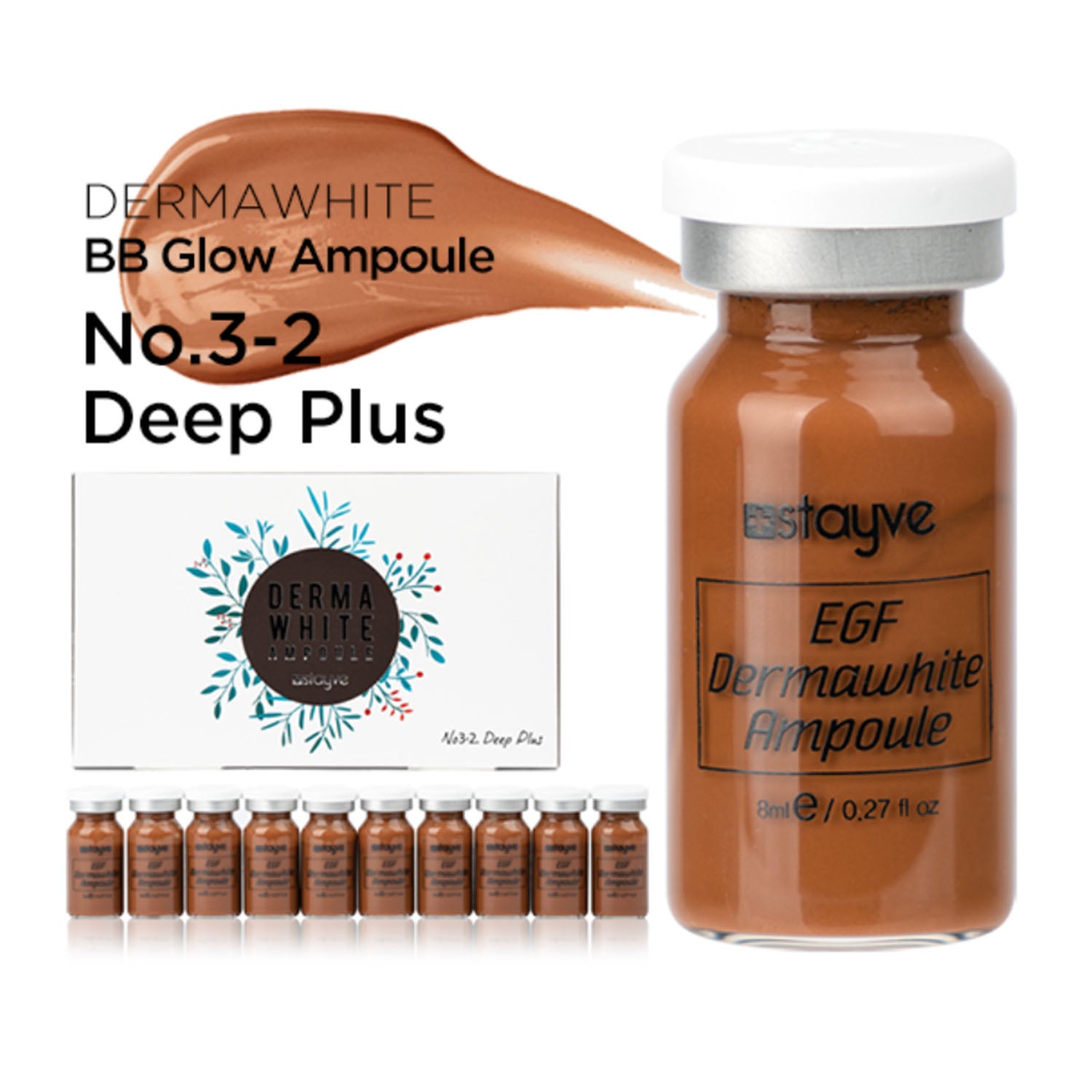Stayve BB Glow EGF Dermawhite Ampoule Serum NO. 3-2 (Deep Plus) x 10